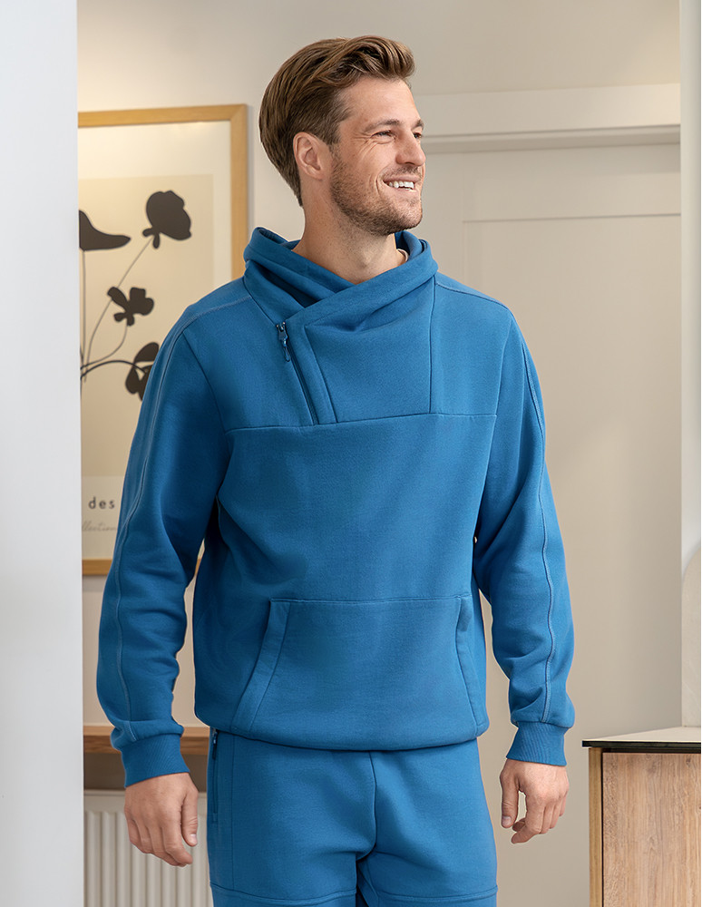 Bluza męska dresowa ocieplana z wysoką stójką (Kolor: CZARNY - Rozmiar: L)