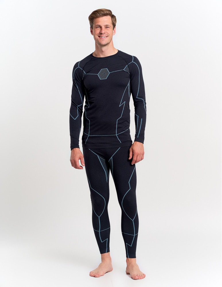 Bluzka termoaktywna męska z długim rękawem i jonami srebra (Kolor: NIEBIESKI - Rozmiar: M)