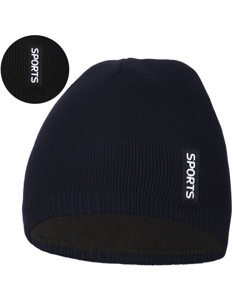 Czapka zimowa męska z ociepleniem polarowym (Kolor: CZARNY - Rozmiar: Uniwersalny)