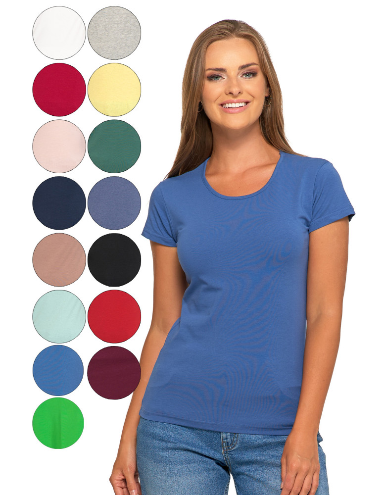 T-shirt damski bawełniany z krótkim rękawkiem jednokolorowy (Kolor: CZARNY - Rozmiar: L)