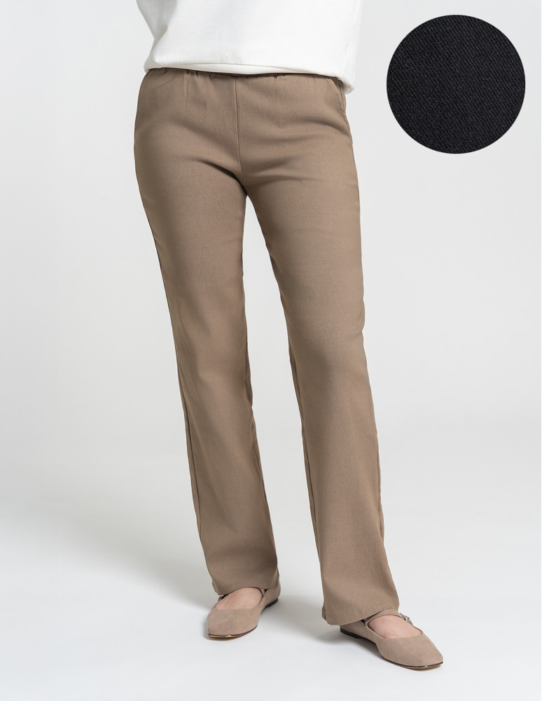 Damskie spodnie z prostą nogawką z wiskozy (Kolor: CZARNY - Rozmiar: L/XL)