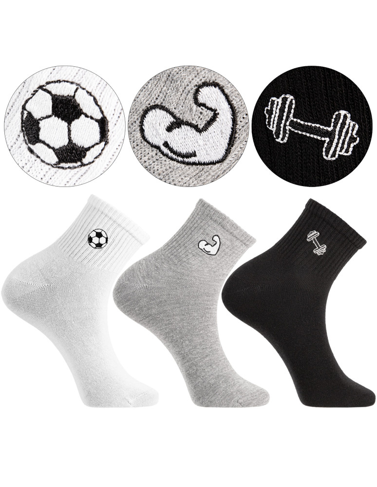 Skarpetki męskie bawełniane z motywem sportowym 3-pak (Kolor: WIELOKOLOROWY - Rozmiar: 43-45)