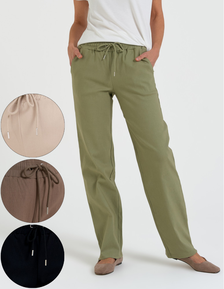 Damskie spodnie z prostą nogawką z wiskozy (Kolor: CZARNY - Rozmiar: S/M)