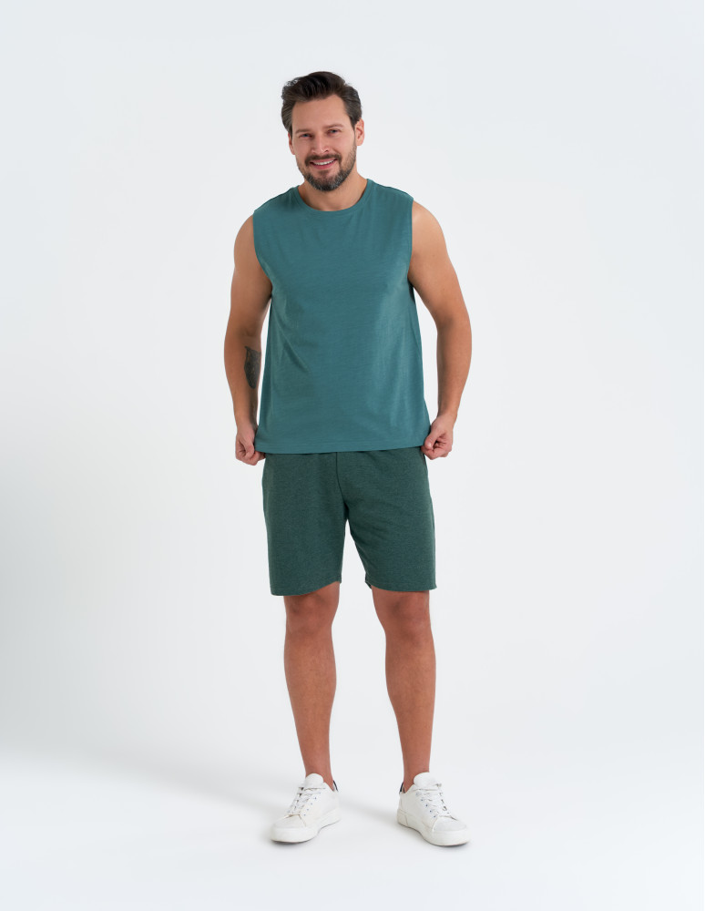 Koszulka męska tank top bez rękawów luźna (Rozmiar: L - Kolor: BRĄZOWY)