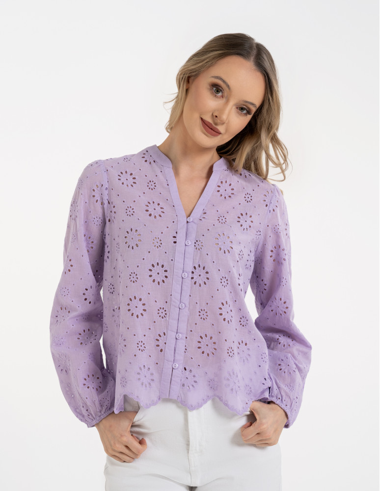 Koszula damska ażurowa (Rozmiar: L - Kolor: FIOLETOWY)