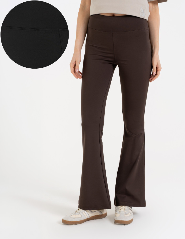 Legginsy dzwony damskie wysoki stan z rozszerzaną nogawką (Kolor: CZARNY - Rozmiar: M)