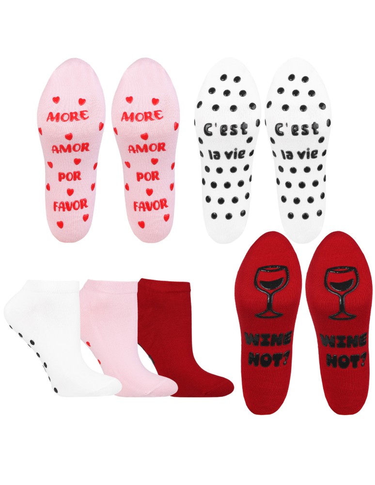 Skarpetki stopki damskie z napisami ABS (Kolor: BIAŁY - Rozmiar: 35-38)