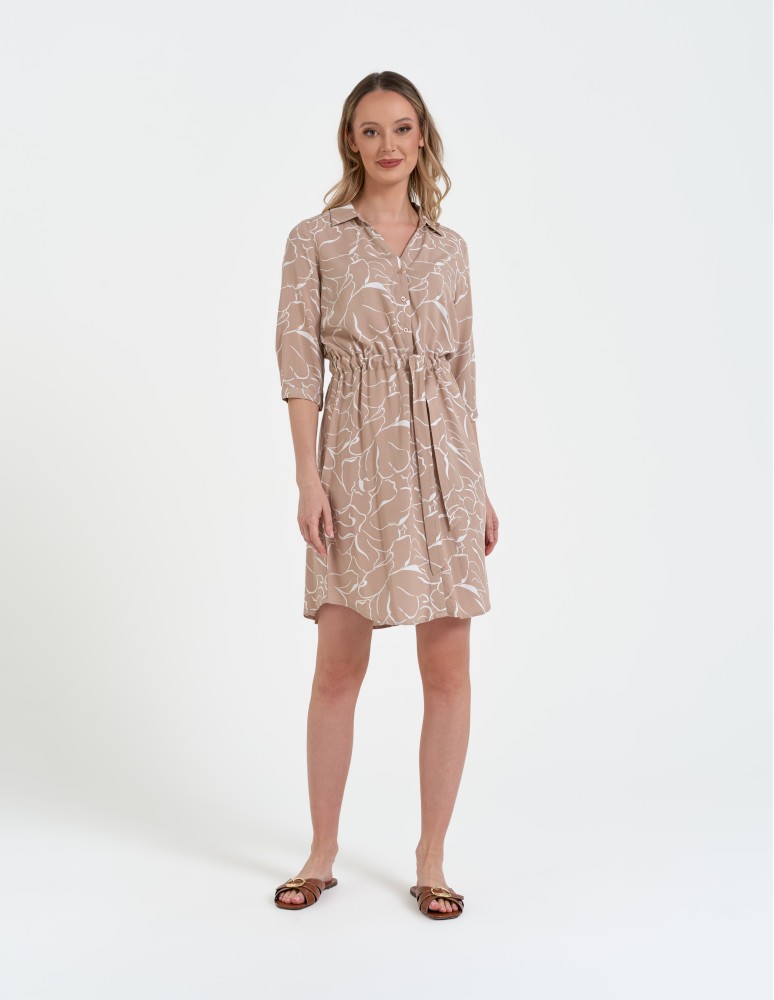 Sukienka damska midi wiskozowa z długim rękawem (Rozmiar: XL - Kolor: WZÓR 3)