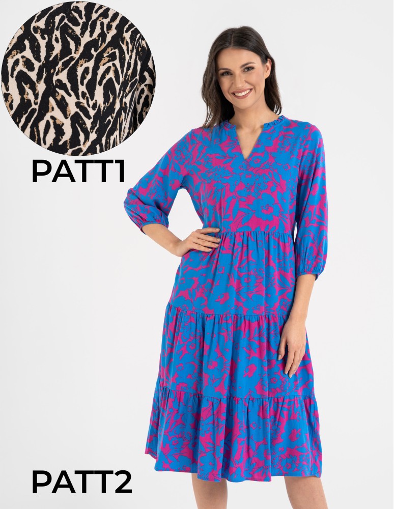 Sukienka damska o luźnym kroju ze 100% wiskozy (Rozmiar: M - Kolor: WZÓR 1)