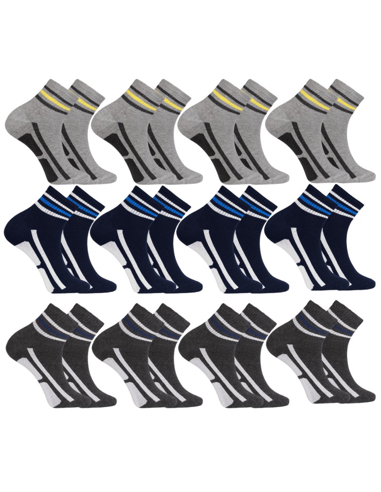 Skarpetki męskie bawełniane sportowe w paski 12-pak (Kolor: MIX KOLOR - Rozmiar: 43-45)
