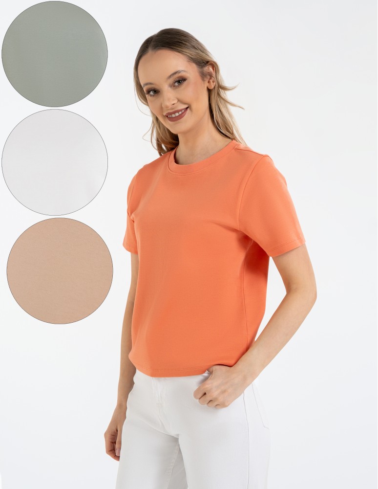 T-shirt damski bawełniany gładki o klasycznym kroju (Kolor: BIAŁY - Rozmiar: L)