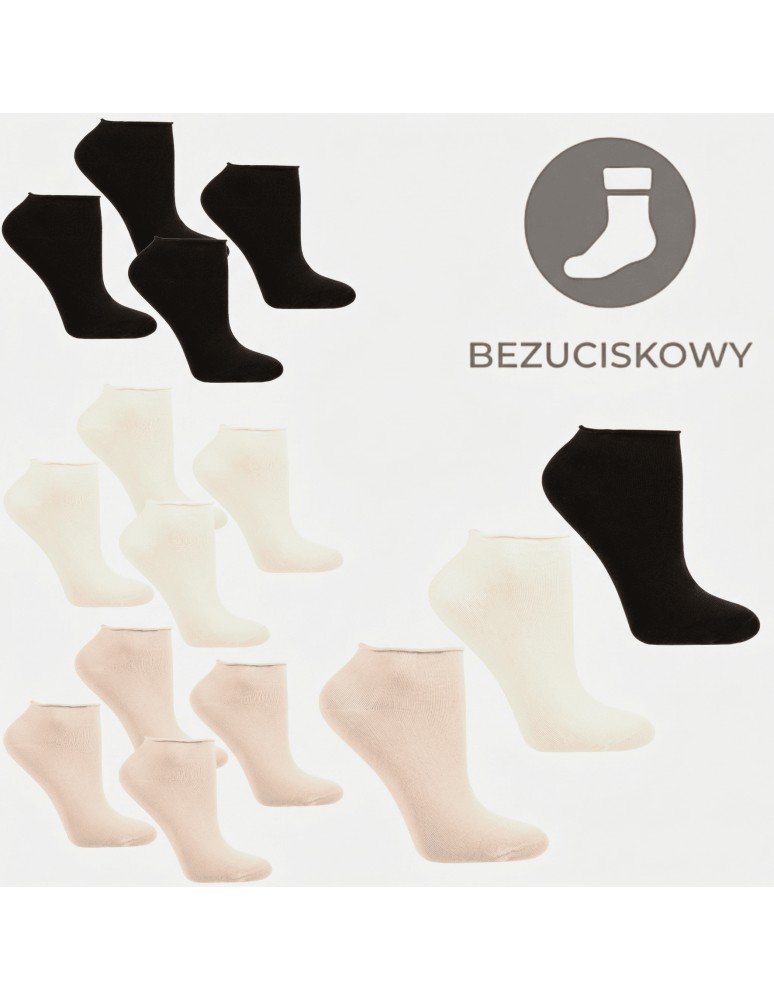 Skarpetki damskie stopki z bezuciskowym ściągaczem bawełniane 6-pak (Kolor: WIELOKOLOROWY - Rozmiar: 35-38)