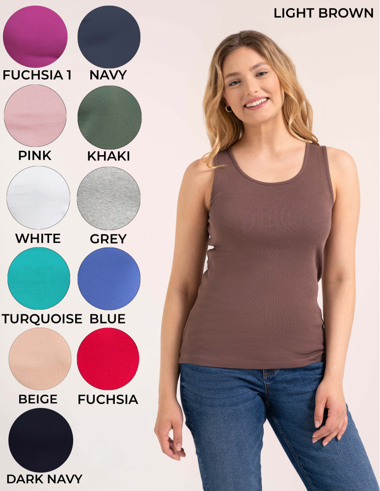 Koszulka damska na ramiączkach Tank-Top bawełniana (Rozmiar: L - Kolor: FUKSJA)