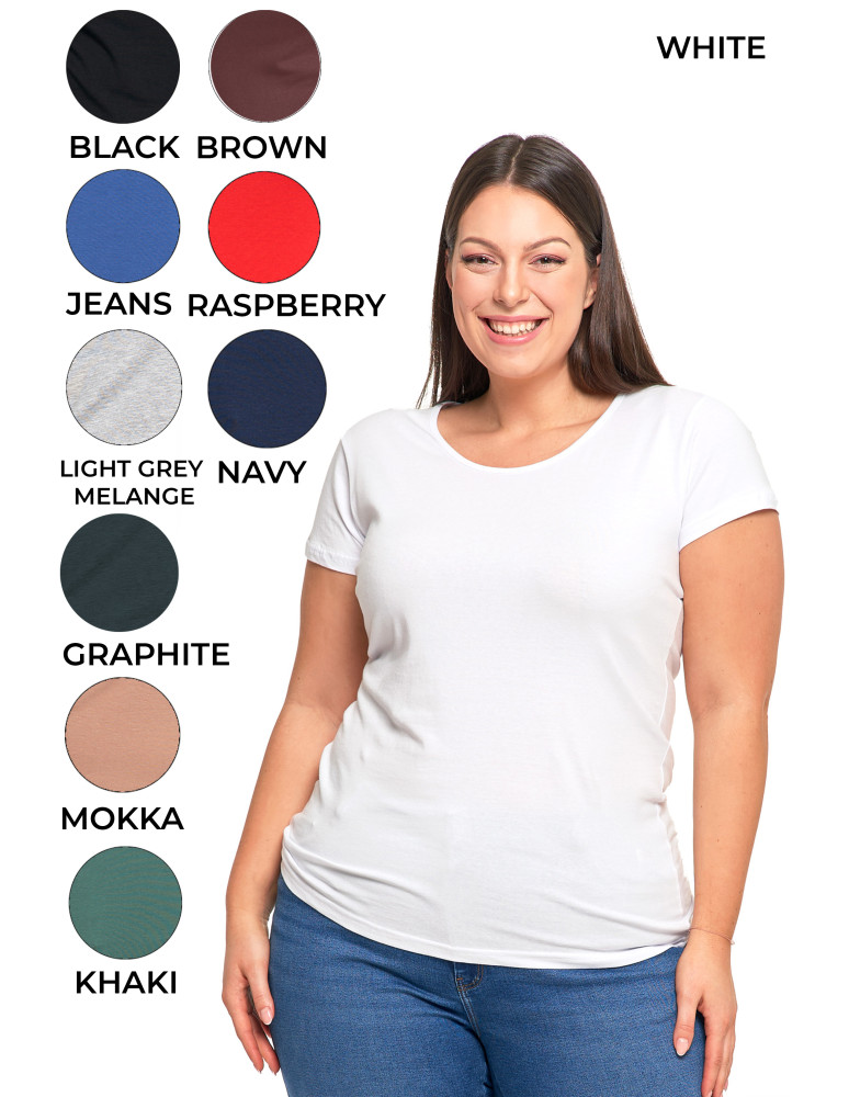 T-shirt damski z okrągłym dekoltem plus size (Rozmiar: 3XL - Kolor: GRAFITOWY)