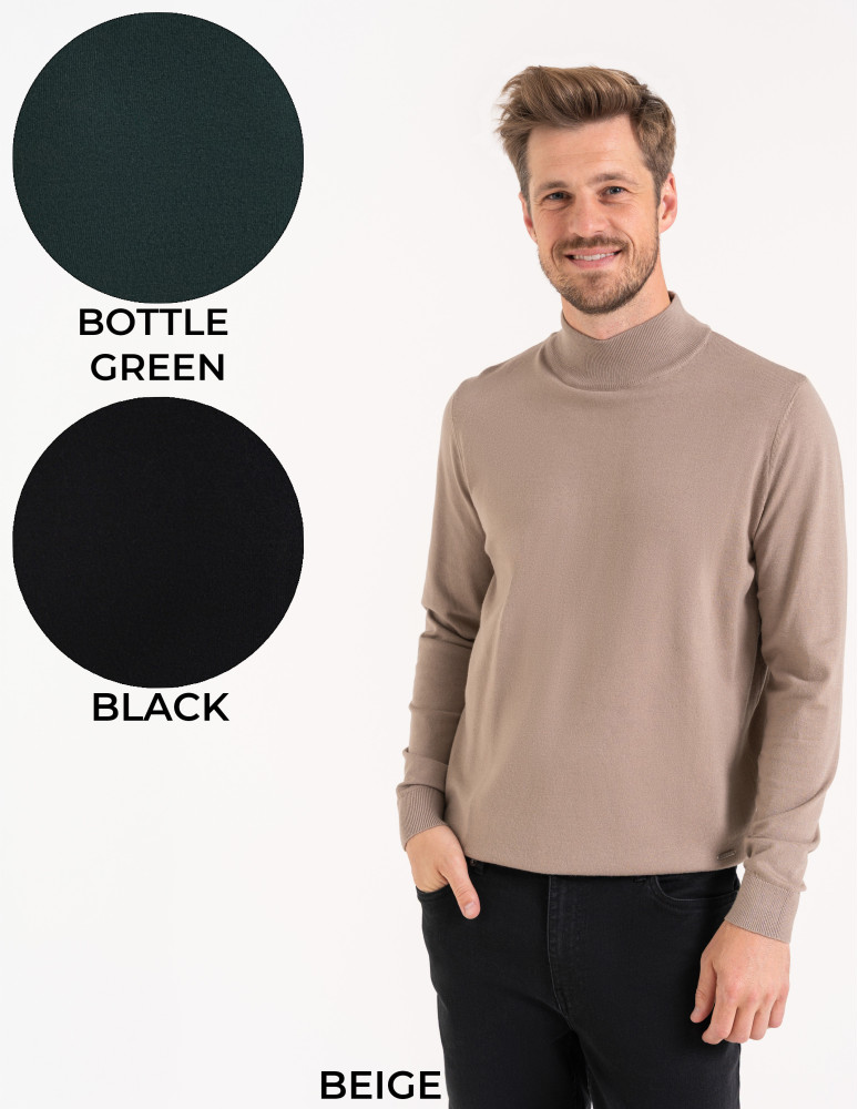 Męski sweter z półgolfem (Kolor: CZARNY - Rozmiar: XL)