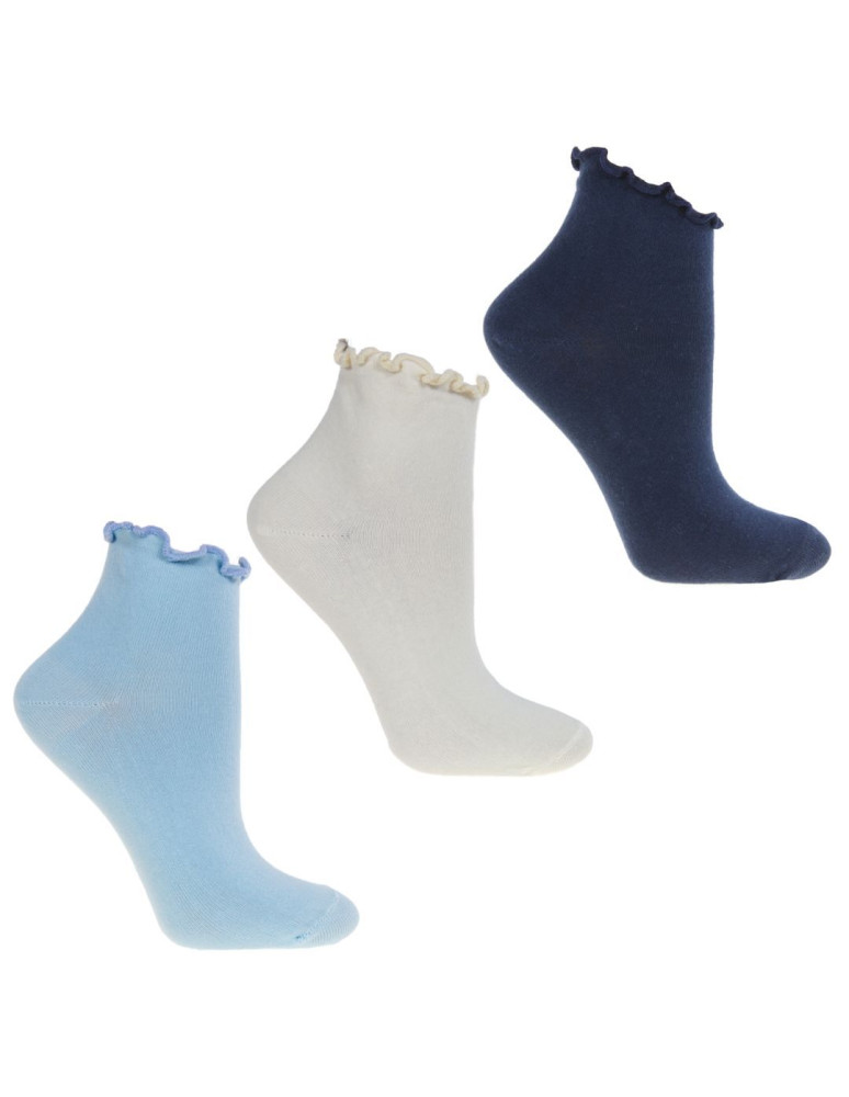 Skarpety damskie 3/4 zakończone bezuciskową falbanką 3-pak (Kolor: WIELOKOLOROWY - Rozmiar: 38-41)