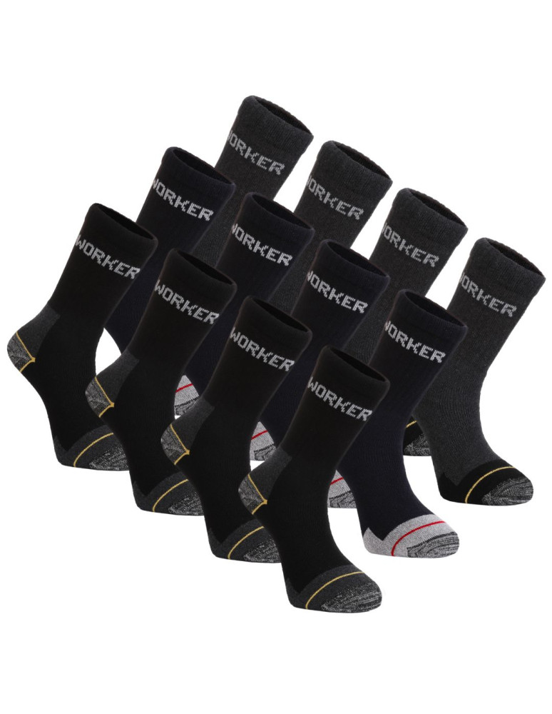 Skarpety robocze długie WORKER 12-pak (Kolor: WIELOKOLOROWY - Rozmiar: 43-46)
