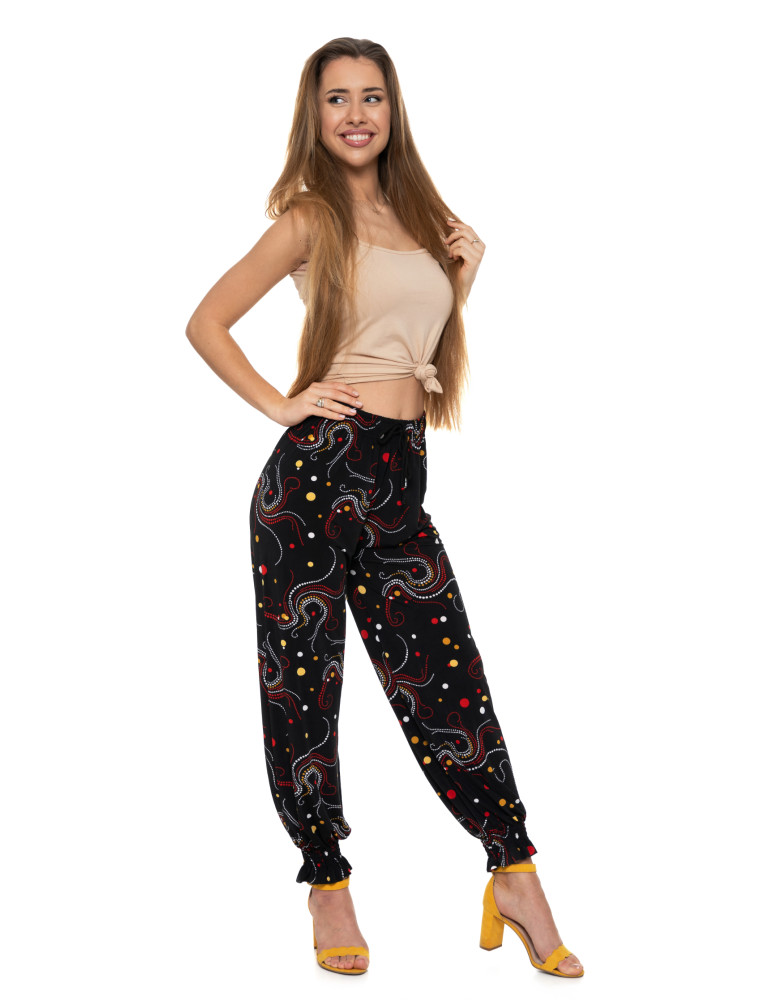 Spodnie damskie alladynki o luźnym kroju w kolorowe wzory (Rozmiar: S/M - Kolor: WZÓR 1)