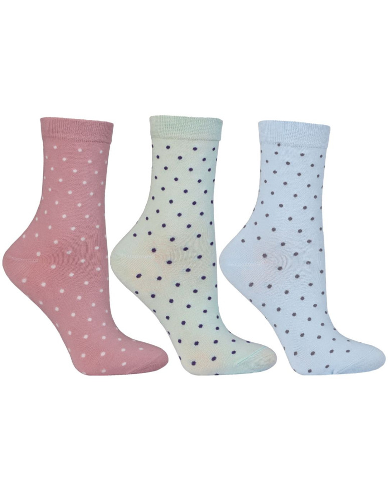 Skarpetki damskie długie w pastelowe kolory i groszki 3-pak (Kolor: WIELOKOLOROWY - Rozmiar: 35-38)