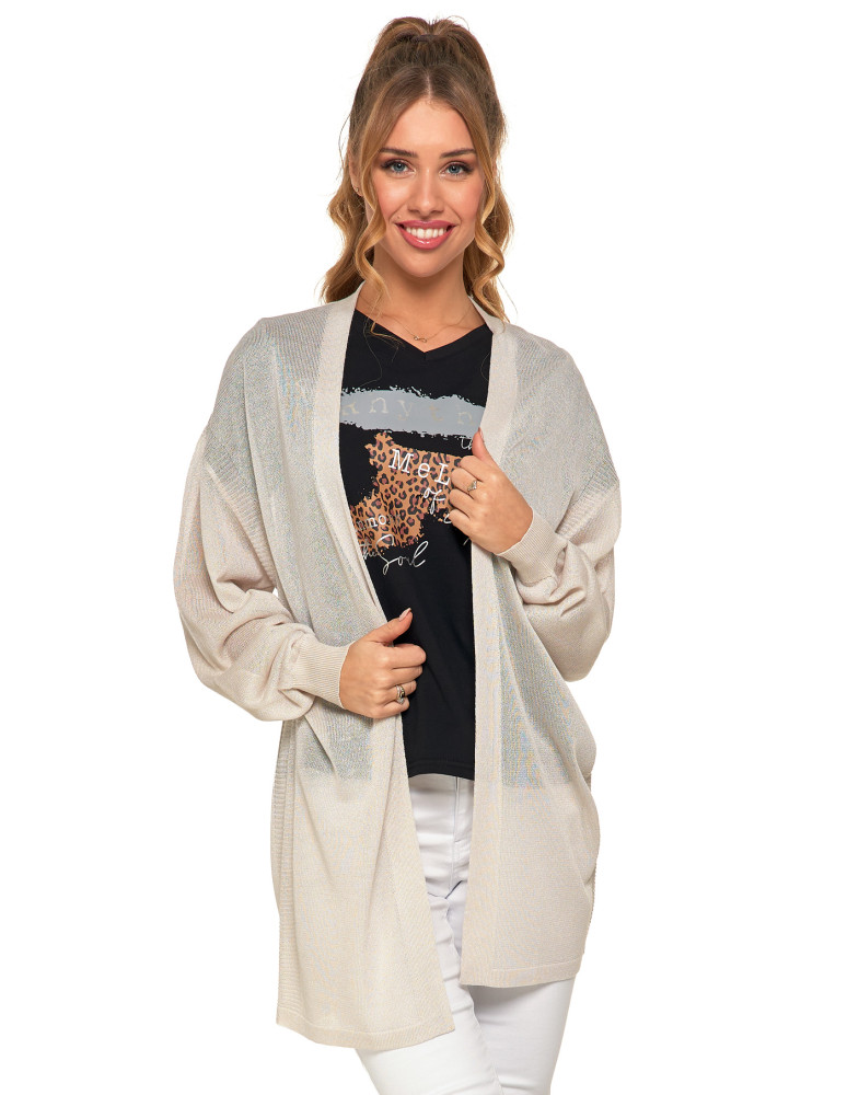 Cienki sweter damski wiskozowy kardigan (Rozmiar: L/XL - Kolor: ZIELONY)