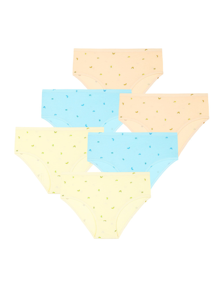 Majtki damskie figi 100% bawełniane pastelowe kwiatki 6-pak (Rozmiar: 2XL - Kolor: WIELOKOLOROWY)