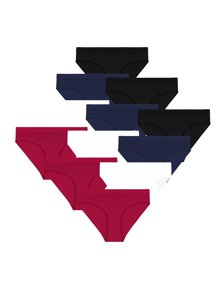 Majtki figi damskie bawełna z gumką bez wykończenia 12-pak (Rozmiar: L - Kolor: WIELOKOLOROWY)