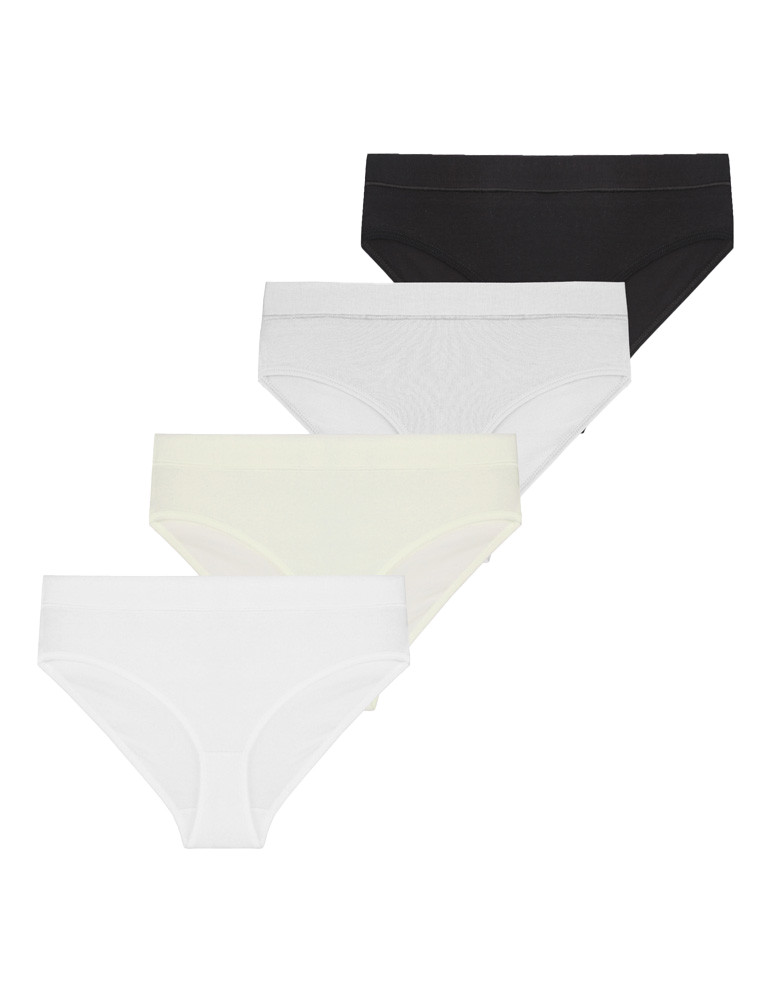 Majtki figi damskie bawełniane nieuciskająca gumka 4-pak (Rozmiar: L - Kolor: WIELOKOLOROWY)