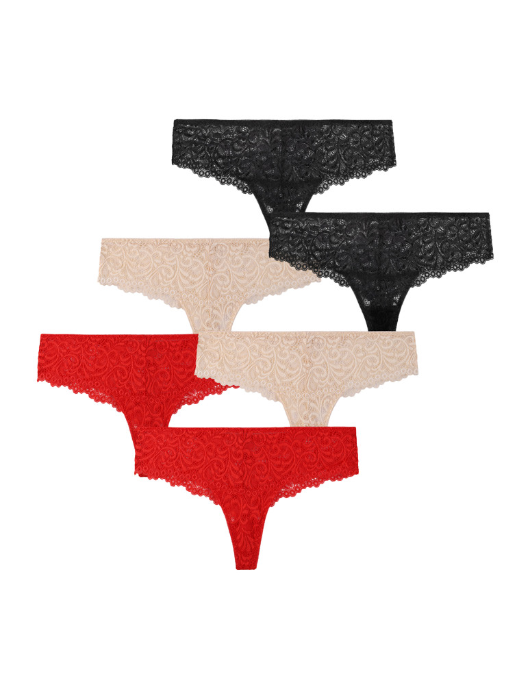Majtki damskie koronkowe brazyliany 6-pak (Rozmiar: M - Kolor: WIELOKOLOROWY)