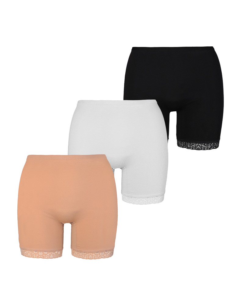 Majtki damskie reformy szorty nogawki z koronką 3-pak (Rozmiar: 2XL - Kolor: WIELOKOLOROWY)