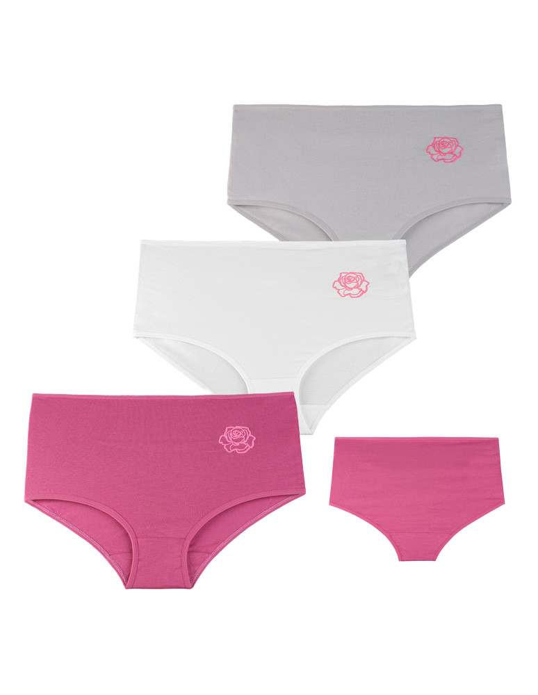 Majtki figi damskie bawełniane z wysokim stanem 3-pak (Rozmiar: 2XL - Kolor: WZÓR 1)