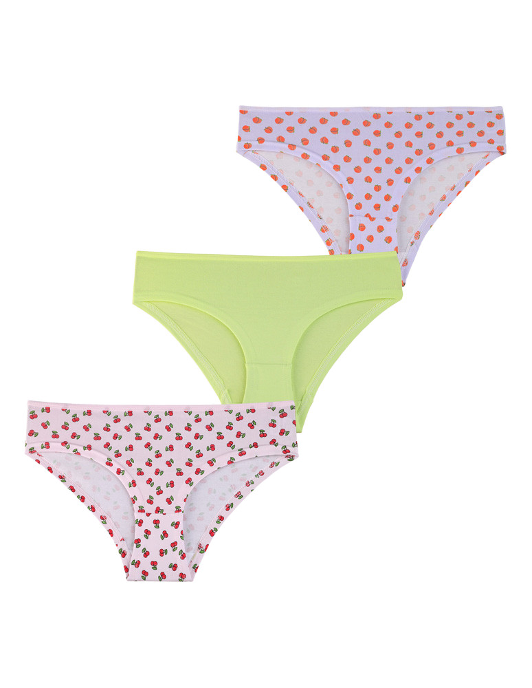 Majtki figi damskie bawełniane brzoskwinia i wisienki 3-pak (Rozmiar: S - Kolor: WIELOKOLOROWY)