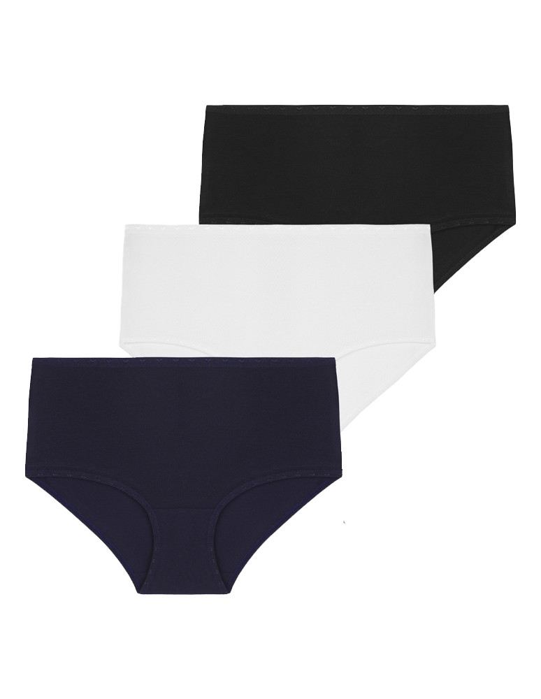 Damskie majtki bawełniane figi z wysokim stanem 3-pak (Rozmiar: 3XL - Kolor: WIELOKOLOROWY)