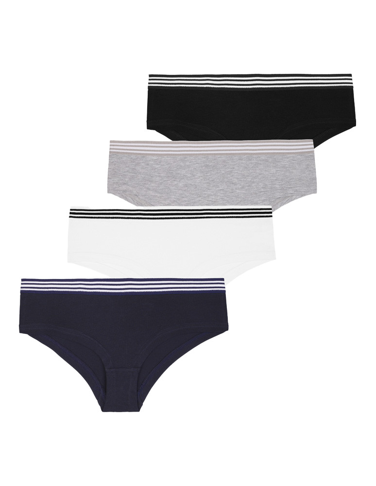 Majtki szorty damskie z elastyczną gumką gładkie 4-pak (Rozmiar: 2XL - Kolor: WIELOKOLOROWY)