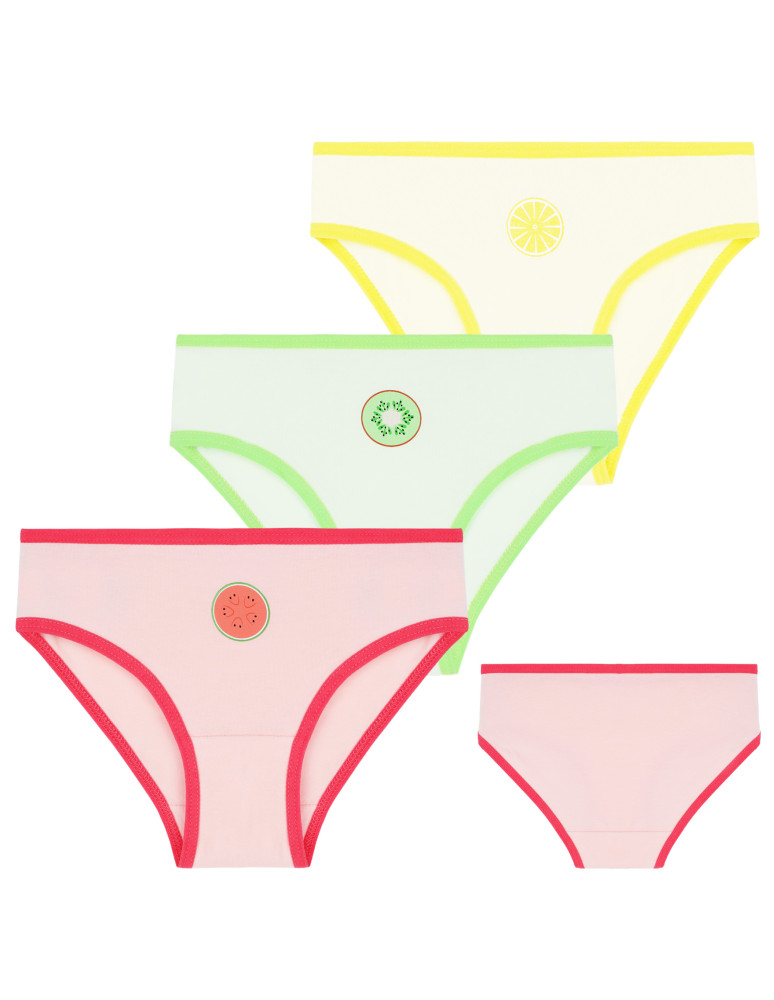 Majtki figi dziewczęce bawełniane w owoce 3-pak (Kolor: WIELOKOLOROWY - Rozmiar: 122-128)