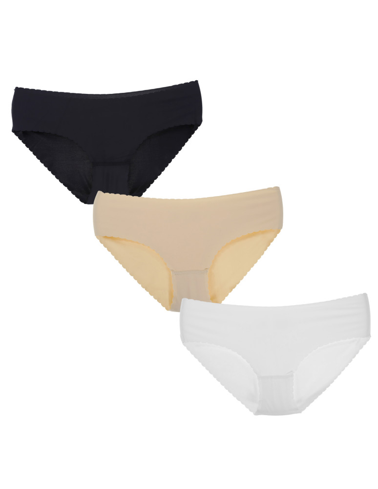 Majtki figi damskie bikini laserowo cięte 3-pak (Rozmiar: S - Kolor: WIELOKOLOROWY)