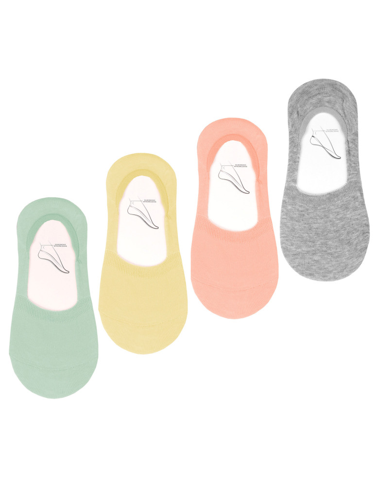 Skarpetki stopki niskie damskie bawełniane pastelowe 4-pak (Kolor: WIELOKOLOROWY - Rozmiar: 35-38)