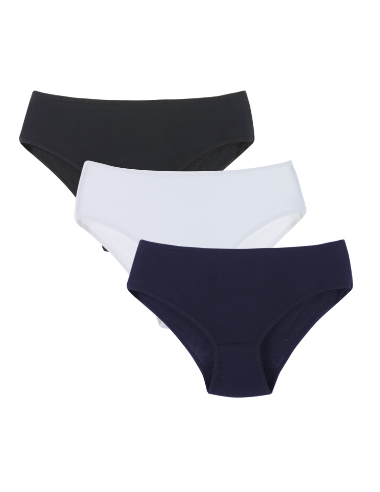 Majtki figi bikini damskie bawełniane 3-pak (Rozmiar: S - Kolor: WIELOKOLOROWY)