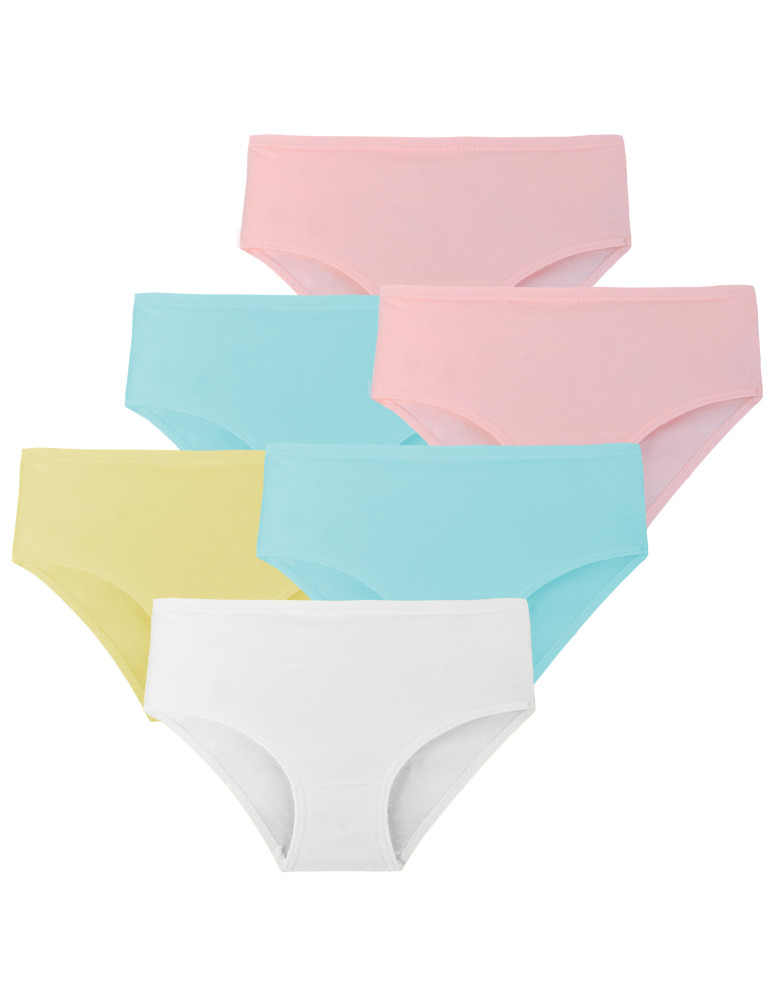 Majtki figi damskie 100% bawełna pastelowe kolory 6-pak (Rozmiar: M - Kolor: WIELOKOLOROWY)