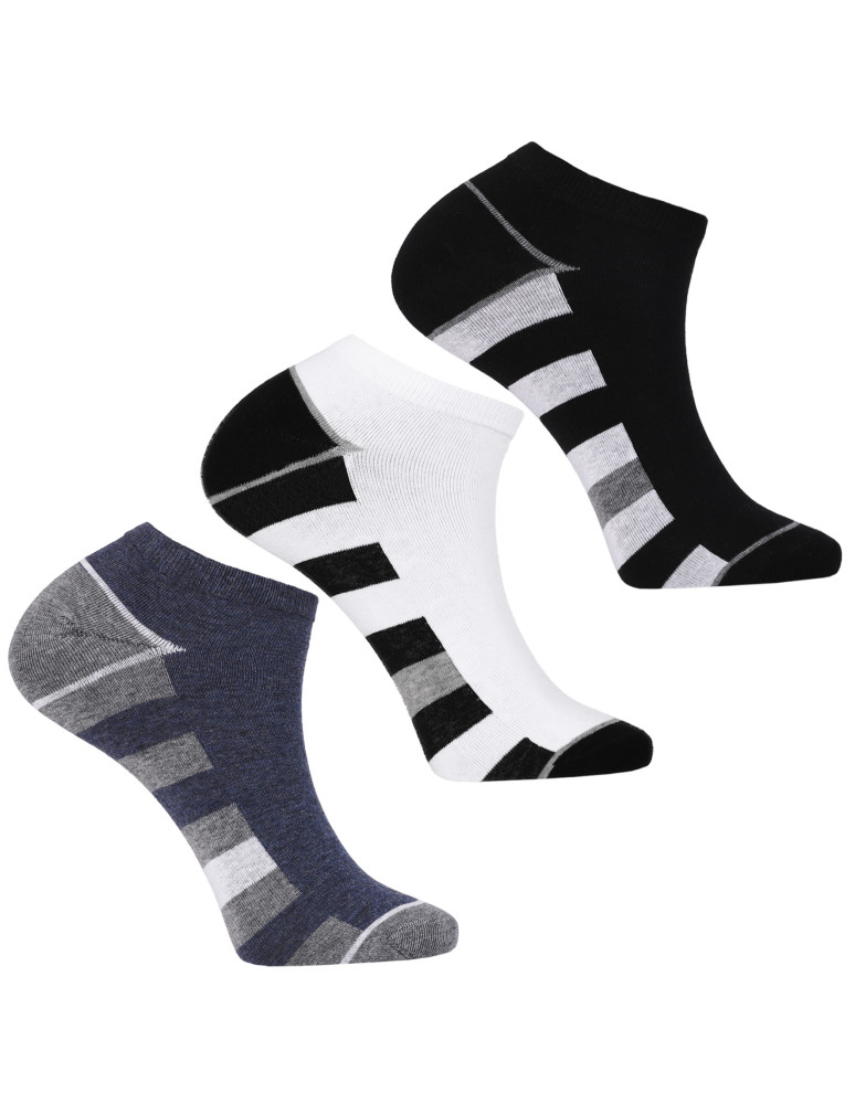 Męskie skarpetki stopki ze szerokimi paskami 3-pak (Kolor: WIELOKOLOROWY - Rozmiar: 39-42)