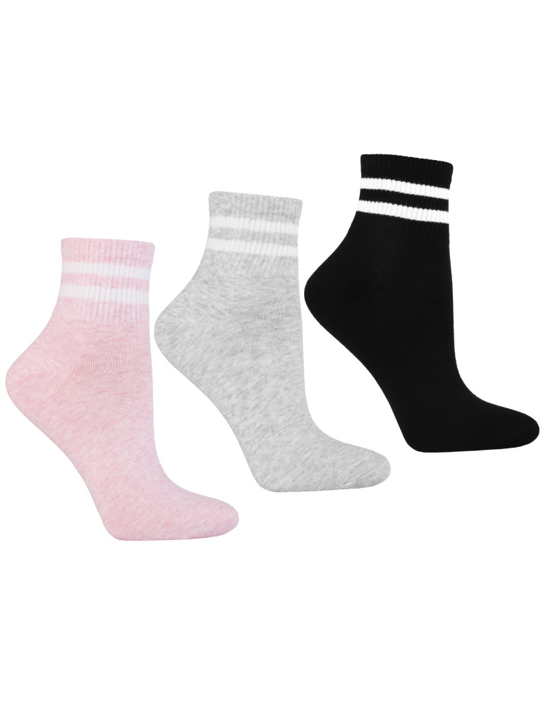 Damskie skarpetki za kostkę szeroki ściągacz w paski 3-pak (Kolor: WIELOKOLOROWY - Rozmiar: 38-41)