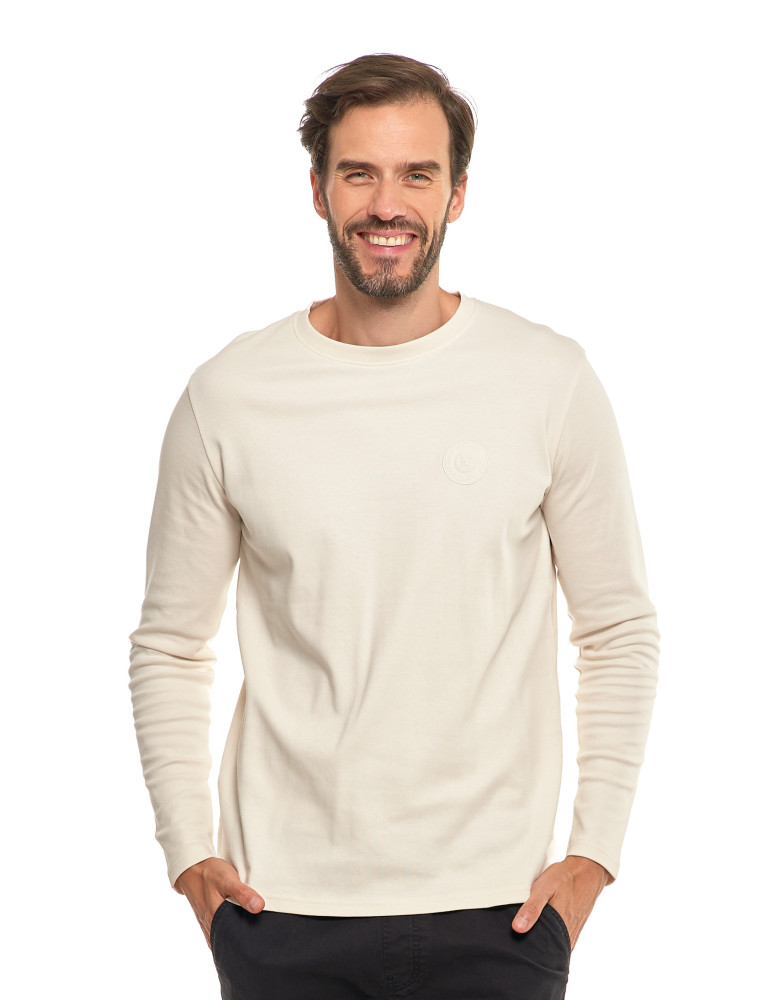 Męska koszulka long z naszywką (Kolor: BIAŁY - Rozmiar: M)