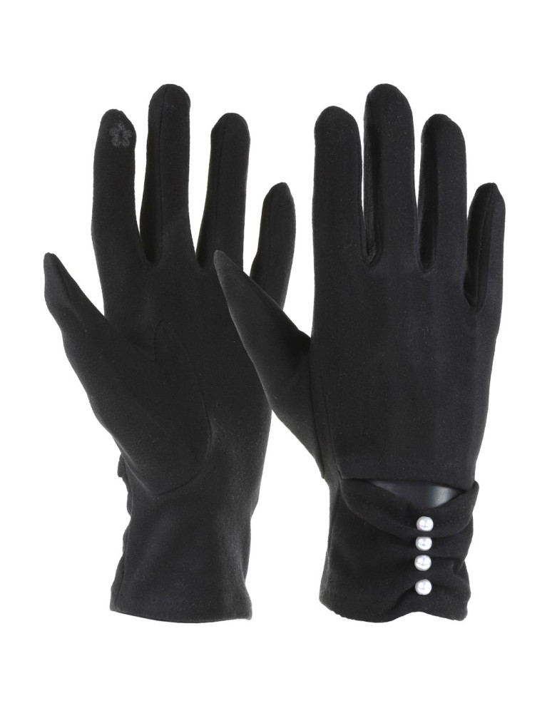 Damskie rękawiczki z perełkami (Kolor: GRAFIT - Rozmiar: Uniwersalny)