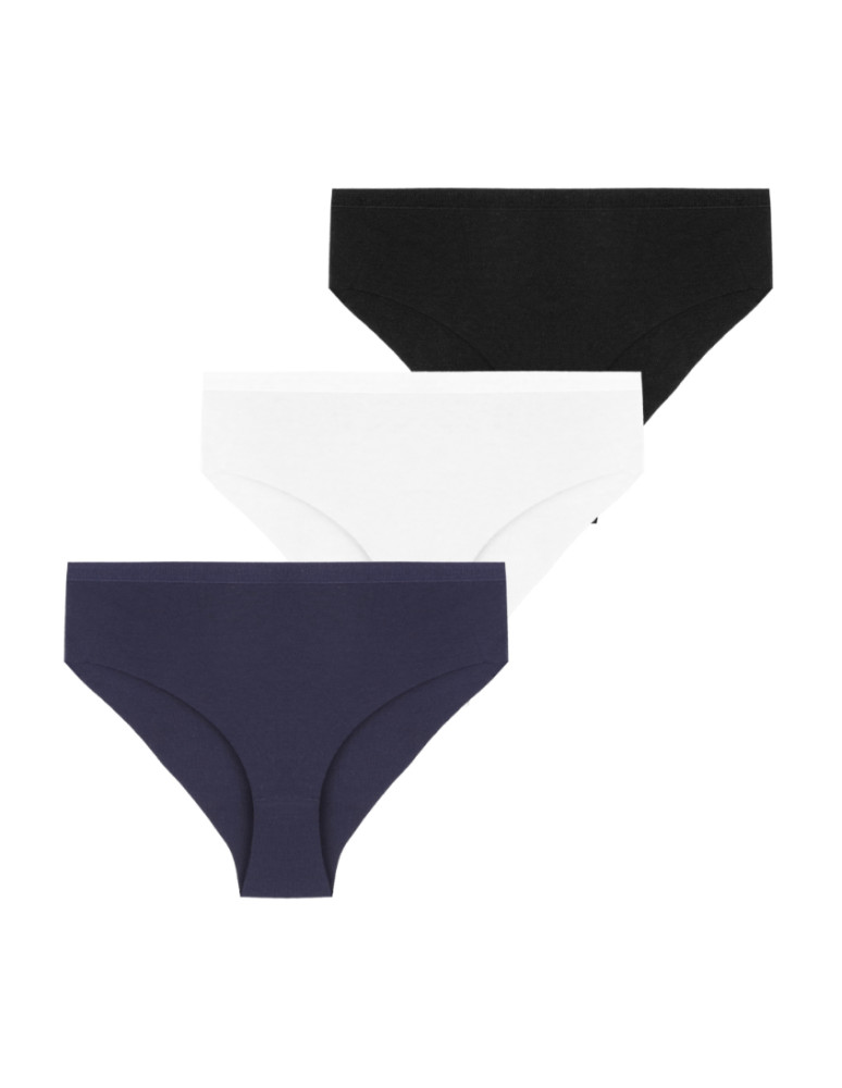 Majtki klasyczne figi damskie laserowo wykończone 3-pak (Rozmiar: L - Kolor: WIELOKOLOROWY)