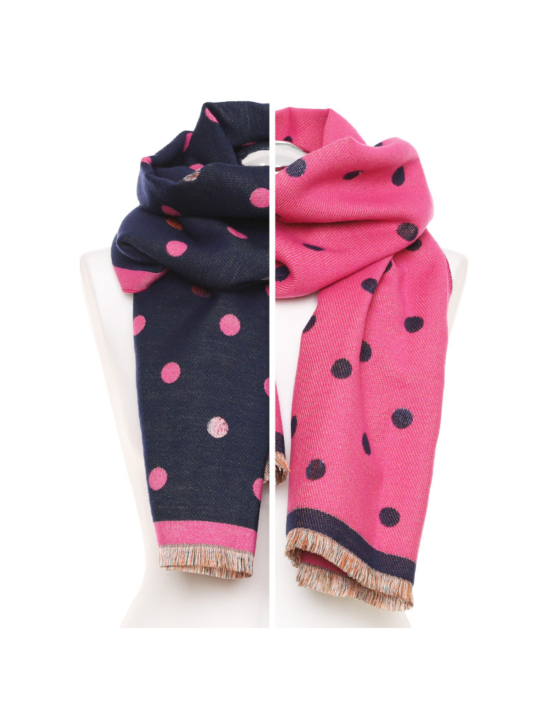 Dwustronny szal damski w kropeczki (Kolor: WIELOKOLOROWY - Rozmiar: Uniwersalny)