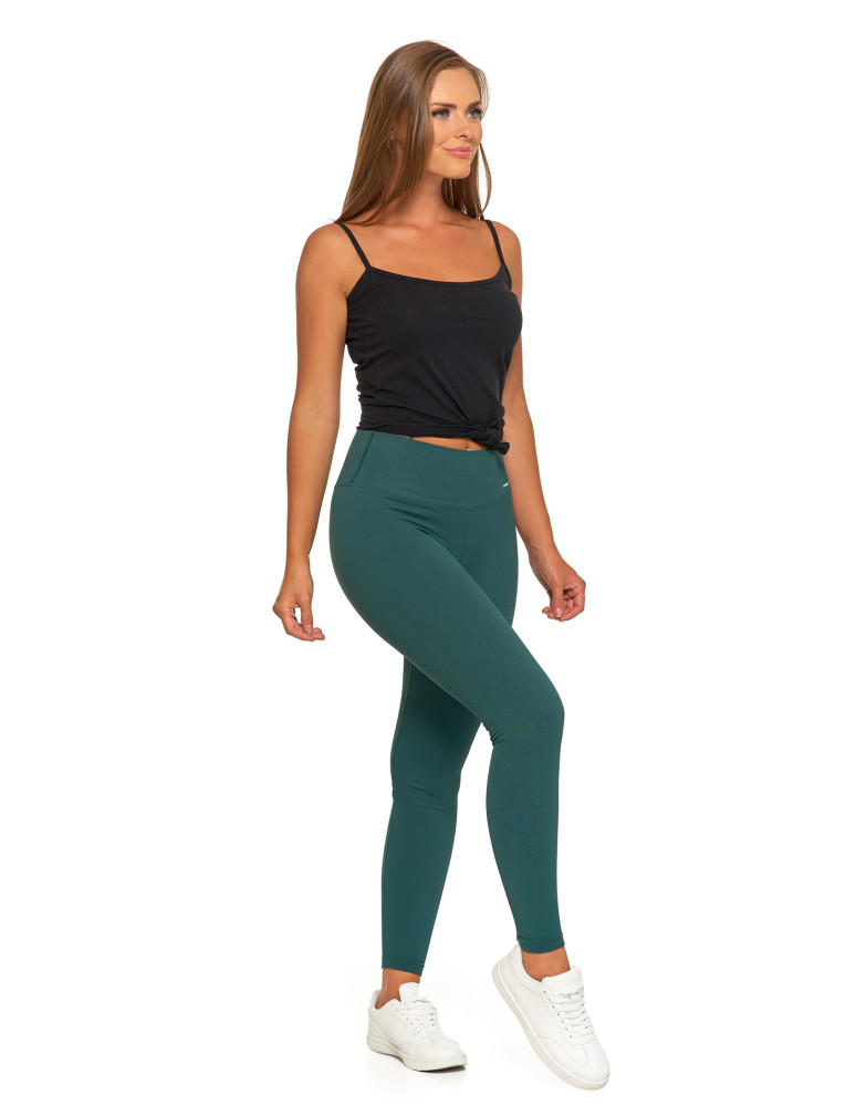 Prążkowane legginsy damskie sportowe z wysokim stanem (Kolor: NIEBIESKI - Rozmiar: L/XL)