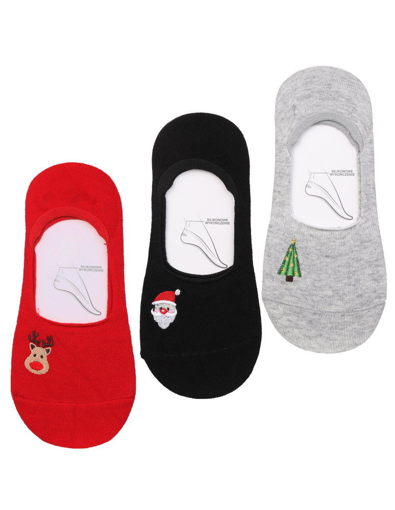 Skarpetki niskie stopki damskie haft świąteczny motyw 3-pak (Kolor: WIELOKOLOROWY - Rozmiar: 38-41)