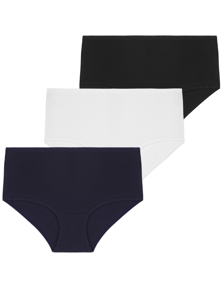 Damskie figi maxi bikini bawełniane wysoki stan 3-pak (Rozmiar: M - Kolor: WIELOKOLOROWY)