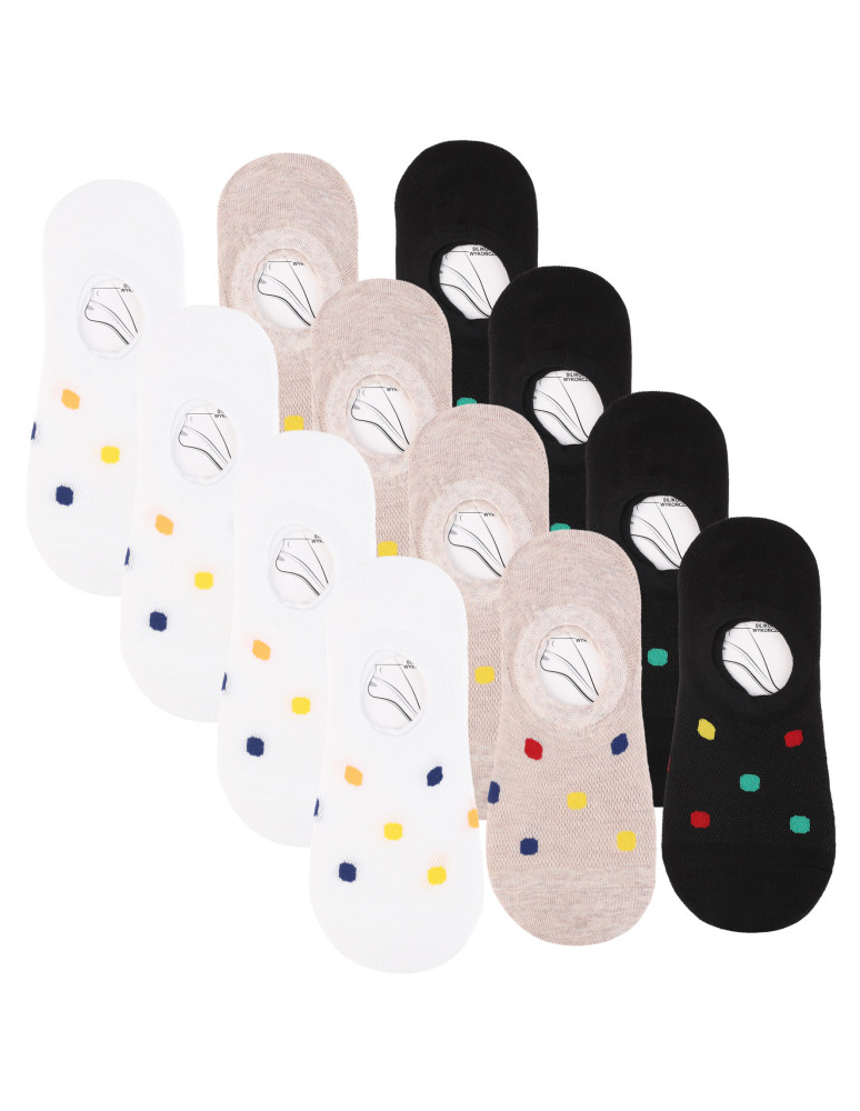 Damskie skarpetki stopki niskie w kolorowe kropki 12-pak (Kolor: WIELOKOLOROWY - Rozmiar: 35-38)