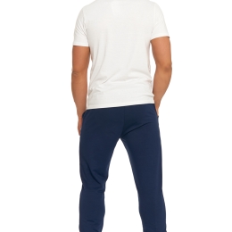 Męskie spodnie dresowe ze ściągaczami granatowe (8K167) J STYLE niebieski