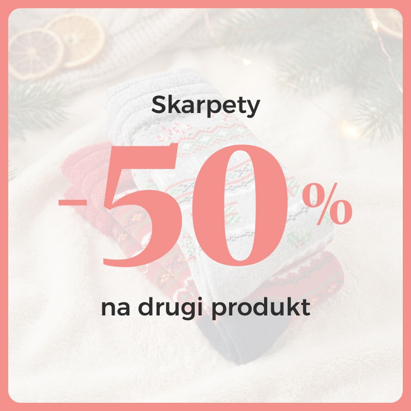Promocja na wybrane skarpety w sklepie Moraj.pl Kup minimum dwa produkty z kategorii objętej promocją i odbierz -50% na drugi produkt po wpisaniu kodu S50.